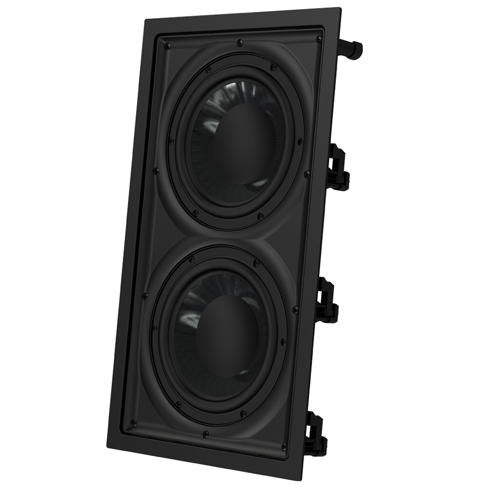 OSD Black In Wall 300W Subwoofer Dual 8" Graphite Cones Magnetic Grill IWSDUAL8