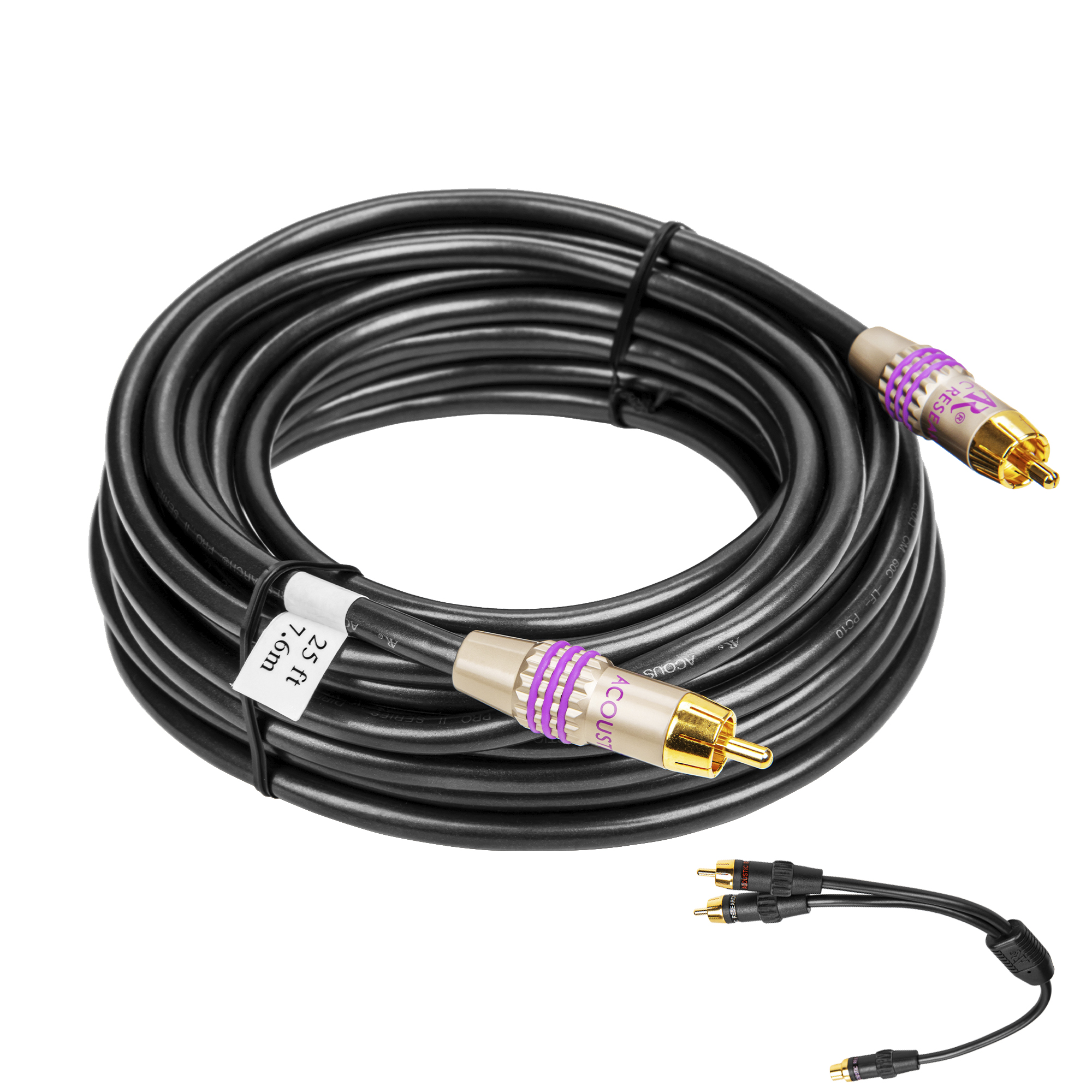 25ft Subwoofer Cable w/ 6" RCA Y Adapter PR153BP