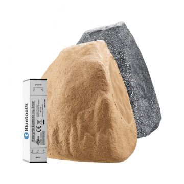 OSD BTR805 8" Wireless BT Rock Speaker Outdoor Weather Resistant, Brown/Grey (Pair)