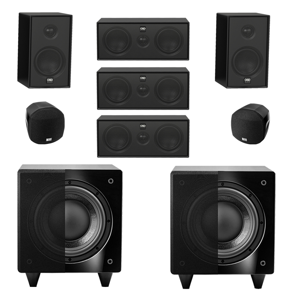 Nero 5.2.2 Home Theater System, 2x Nero Satellite, 3x MODQ3 Center, Pair of MODQ2, 2x Nero X8 Subs