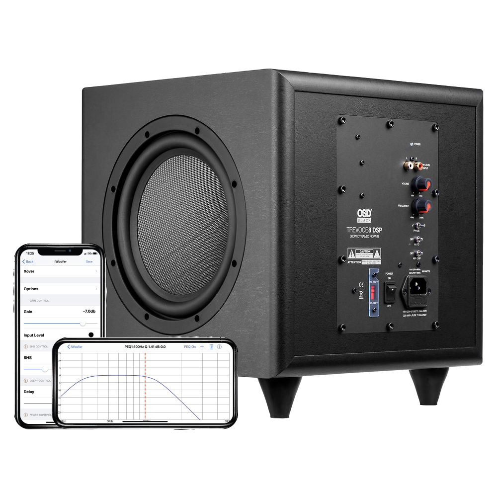 Trevoce Triple 8" Active Subwoofer w/ App Controlled DSP, Native EQ Faux Leather, Black Series