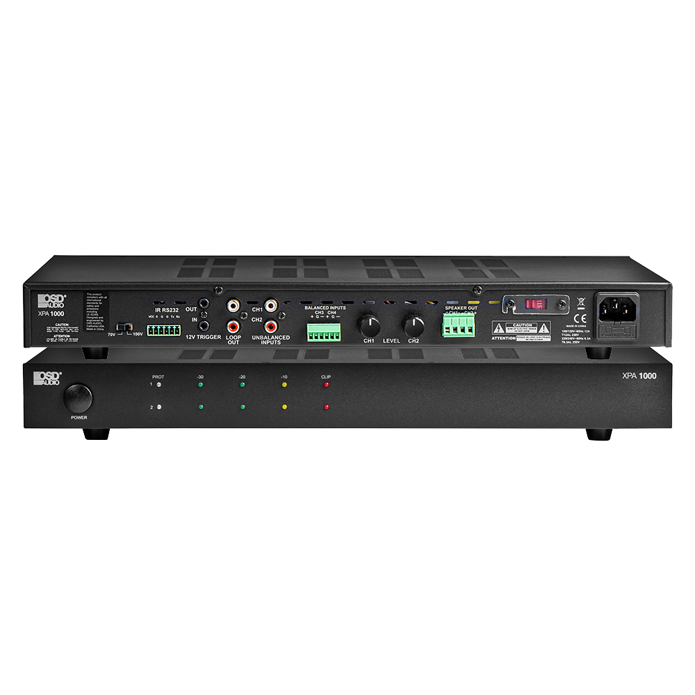 OSD XPA1000 Commercial 70V Amplifier 1000W 2 Channel, Class D, RS232, 12V Trigger, Remote Control