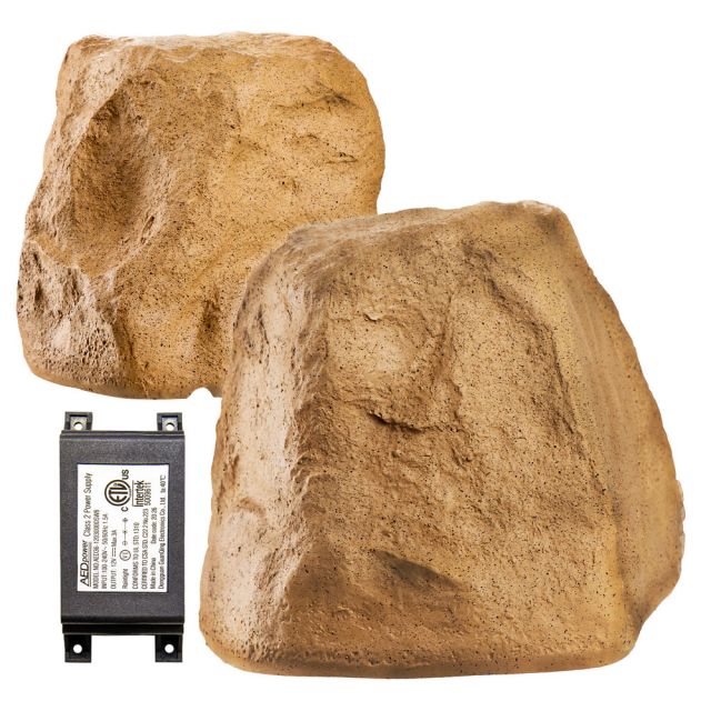 5.25" Wireless BT Weather Resistant Rock Speaker Pair, Brown or Slate - BTR150
