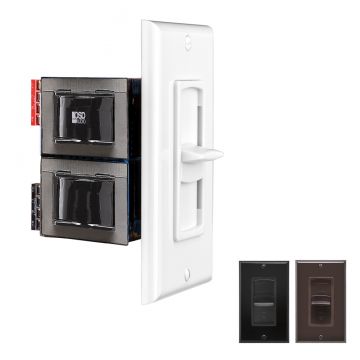 OSD In Wall 100W Slider Volume Control, Speaker Impedance Matching White, Black, Brown Decora Style