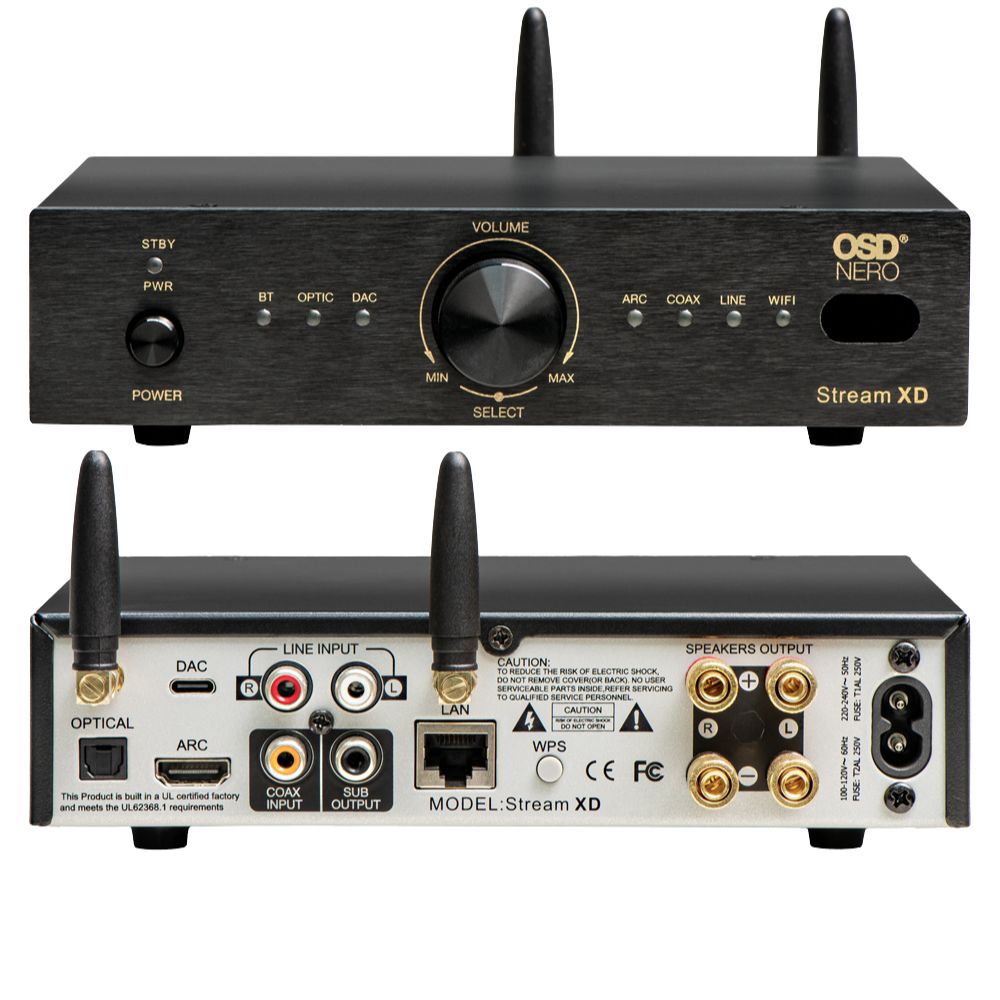 OSD Nero Stream XD 150W App Control Amplifier, Compact Design, Built-In DAC, WiFi, Wireless BT