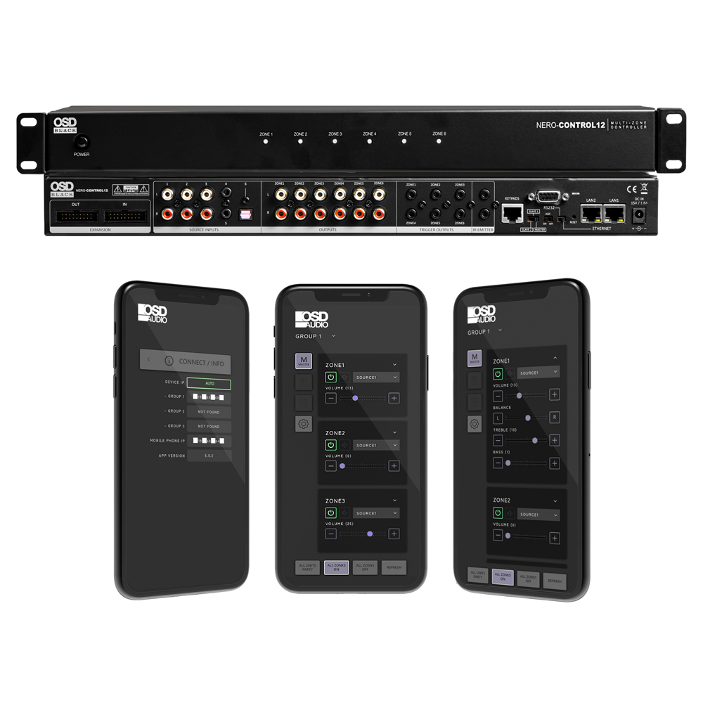 OSD Nero Control12 6 Zone App Control Matrix Multi Room Controller, iOS and Android