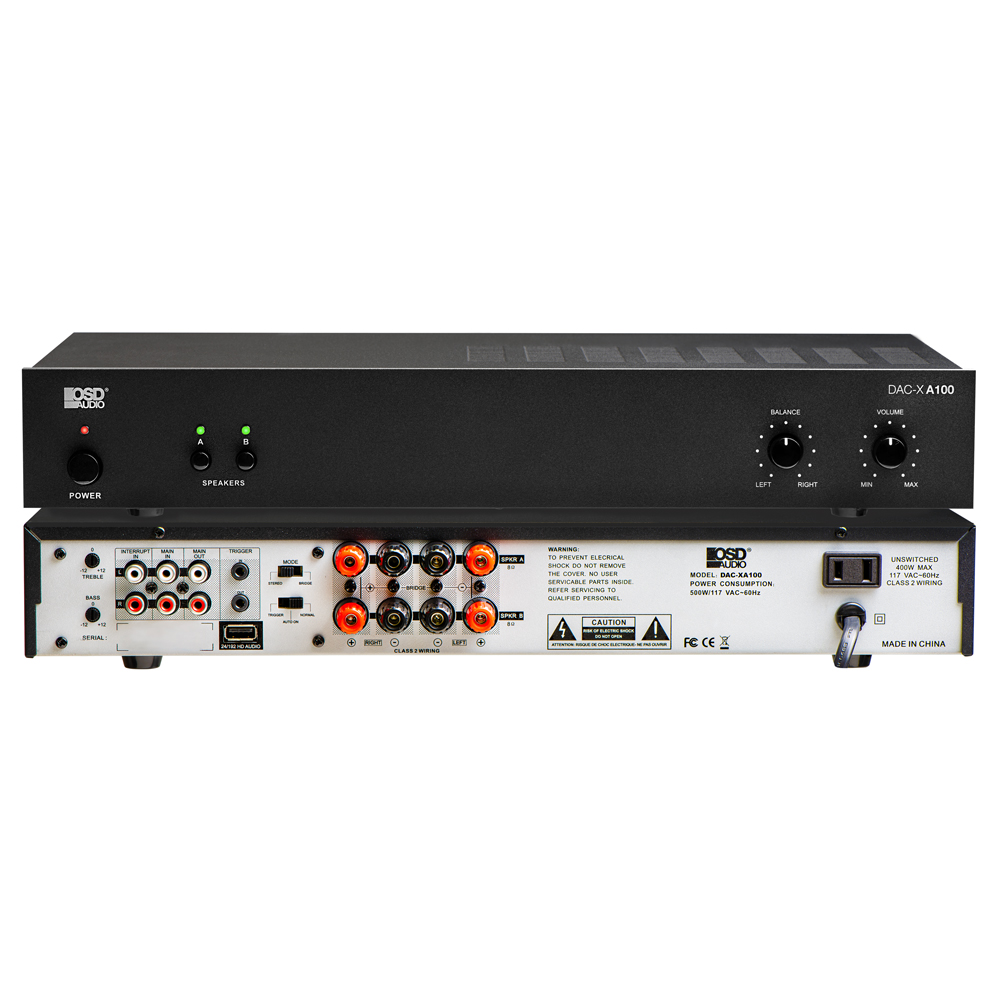 OSD DAC-XA100 100W RMS 2 Channel Class A Power Amplifier with 24/192 Hi-Res DAC Built In