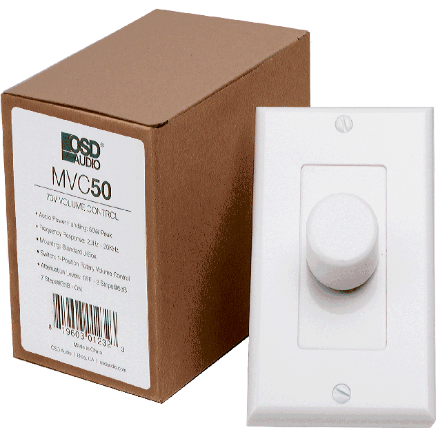 50W High Power Commercial 25/70V In-Wall Rotary In-Wall Volume Control, Easily Daisy Chain - MVC50