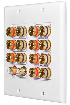 16 Terminal Decora Speaker Binding Home Theater Wall Plate, 7.1 System - WP16